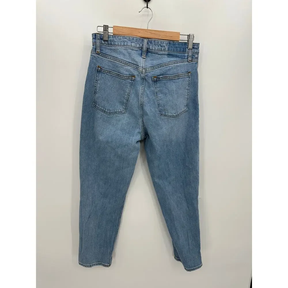 Abercrombie & Fitch The Mom High Rise Jeans Women 8R‎ Distressed Curve Love Blue